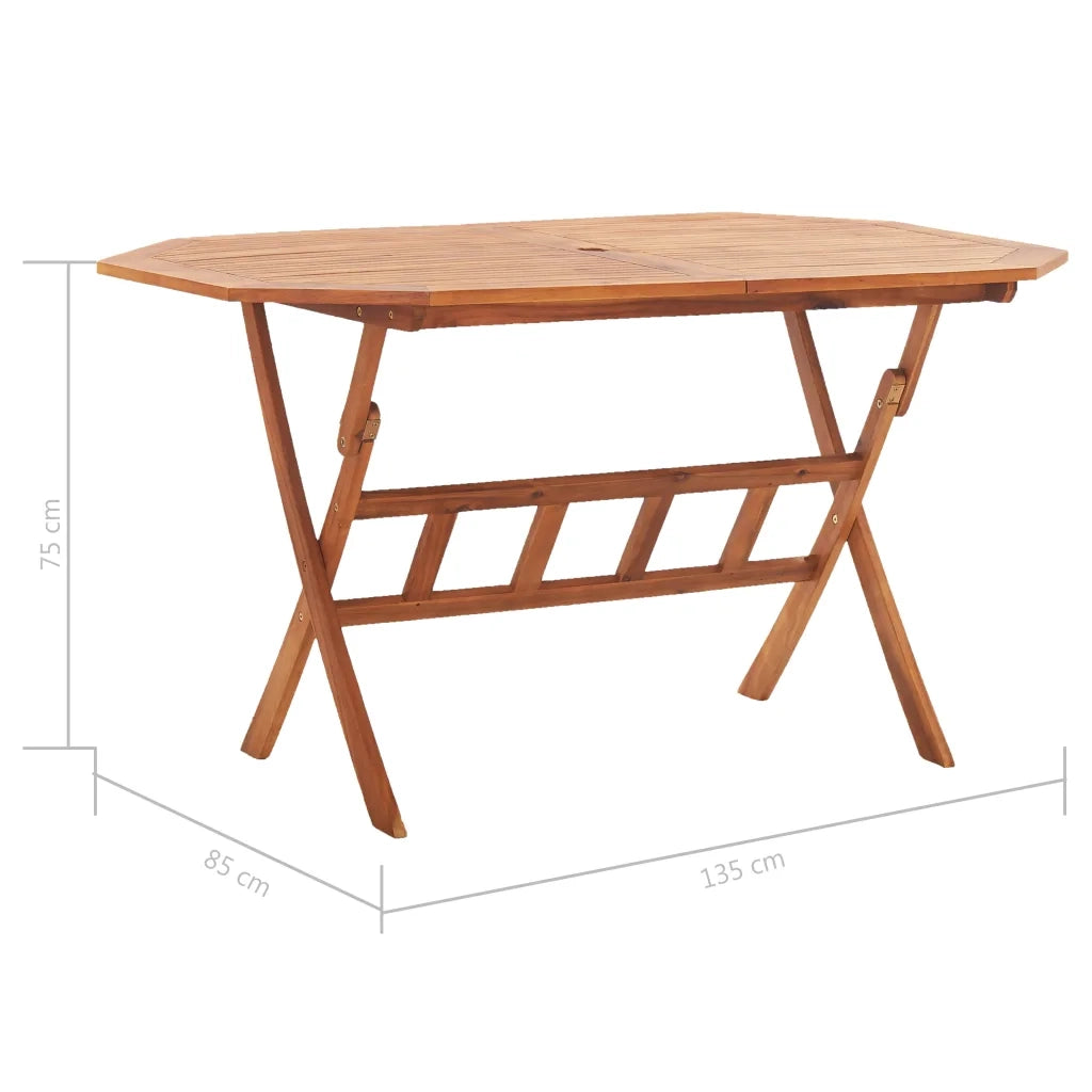 Tavolo da Giardino Pieghevole 135x85x75 cm Massello di Acacia cod mxl 52514