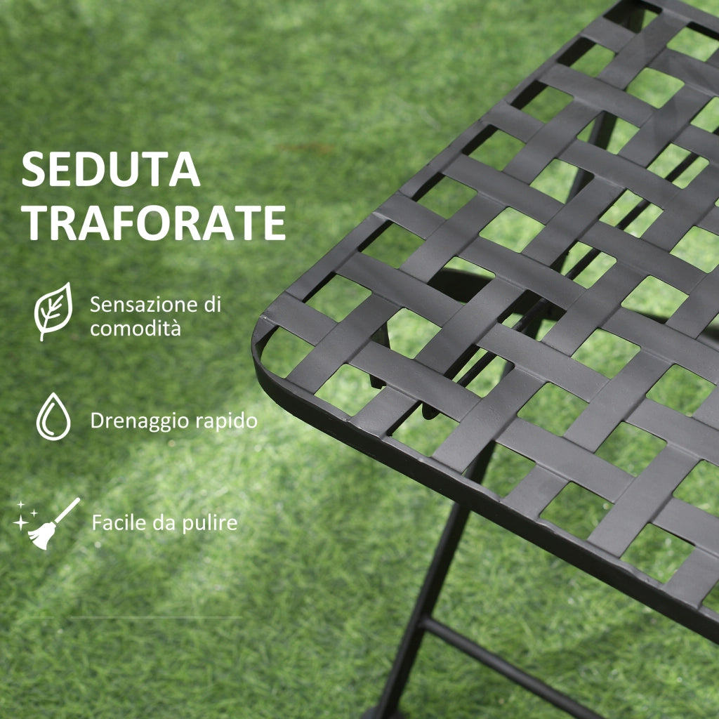 Set da Giardino 3 Pezzi, Tavolino e 2 Sedie Pieghevoli con Mosaico, Blu