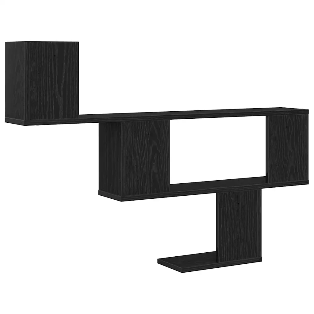 Scaffale a Parete Rovere Nero 100x15x70 cm in Truciolato