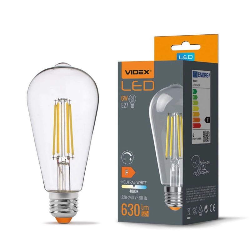 Lampadina LED ST64 6W E27 4000K 630lm Dimmer Videx