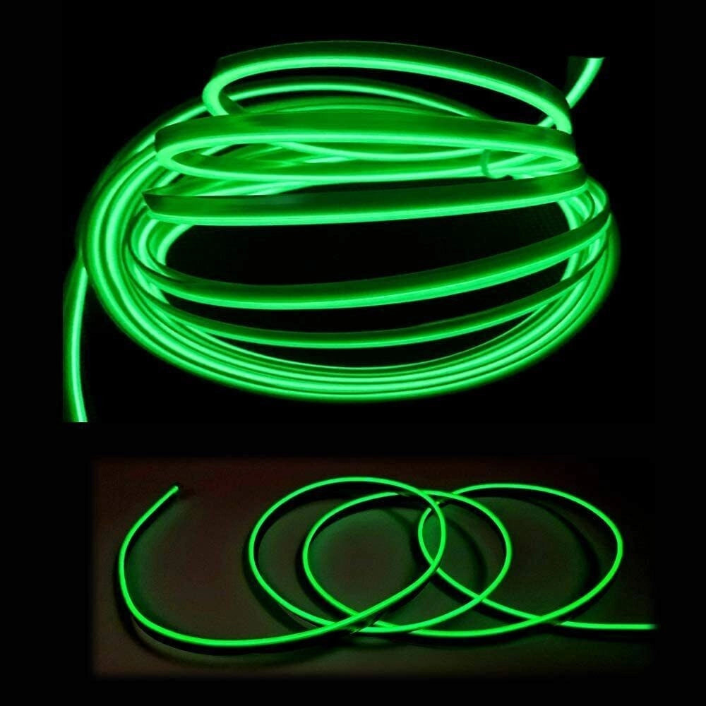 Trade Shop - Striscia Strip Led Per Interni Auto A 12v Fibra Ottica Luce Decorativa Atmosfera - Verde   -5 Mt   -