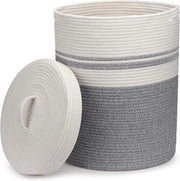 Wasmachine ripiegabile con coperchio - Raccoglitore di panni di intreccio - Grigio - 37 x 52 cm