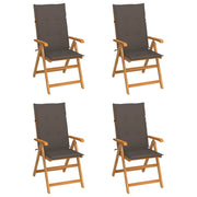 Sedie da Giardino 4 pz e Cuscini Grigio Talpa Massello di Teak cod mxl 53235