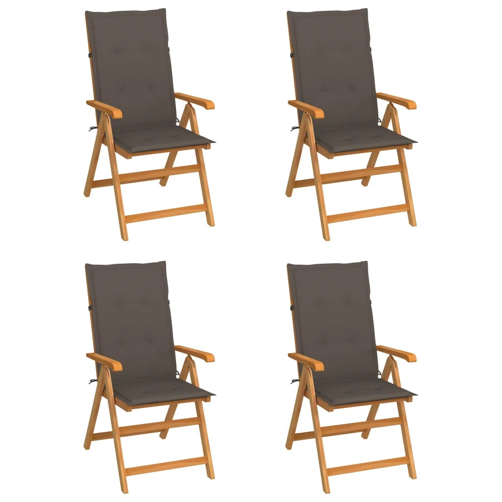 Sedie da Giardino 4 pz e Cuscini Grigio Talpa Massello di Teak cod mxl 53235