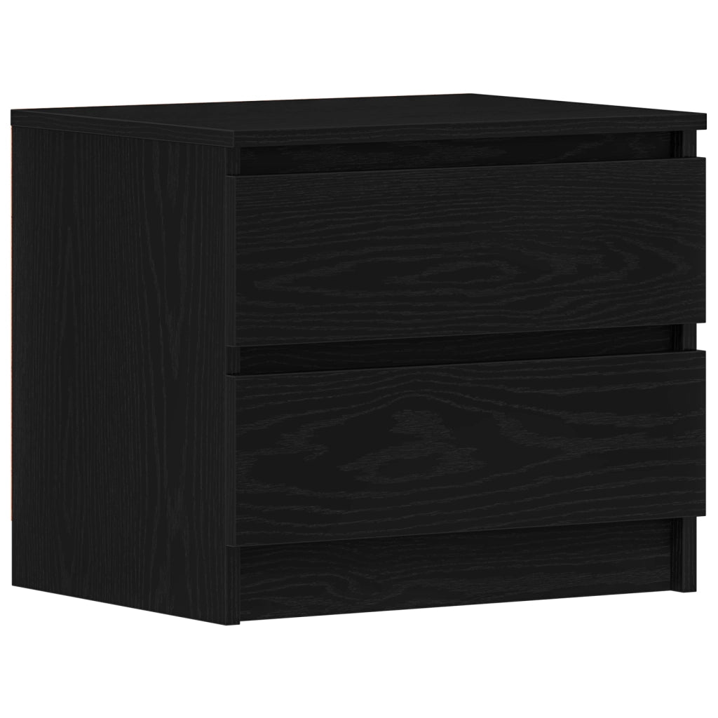 2 Comodini Neri in Rovere 50x40x43,5 cm in Legno Ingenerizzato