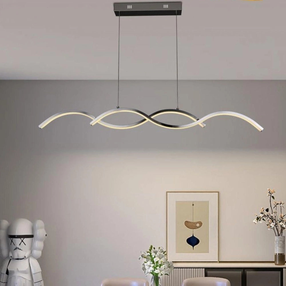 Trade Shop - Lampadario Led A Sospensione Moderno Lampada Twist 26w Cct Luce Variabile 3000k-6500k A43-3c - Argento