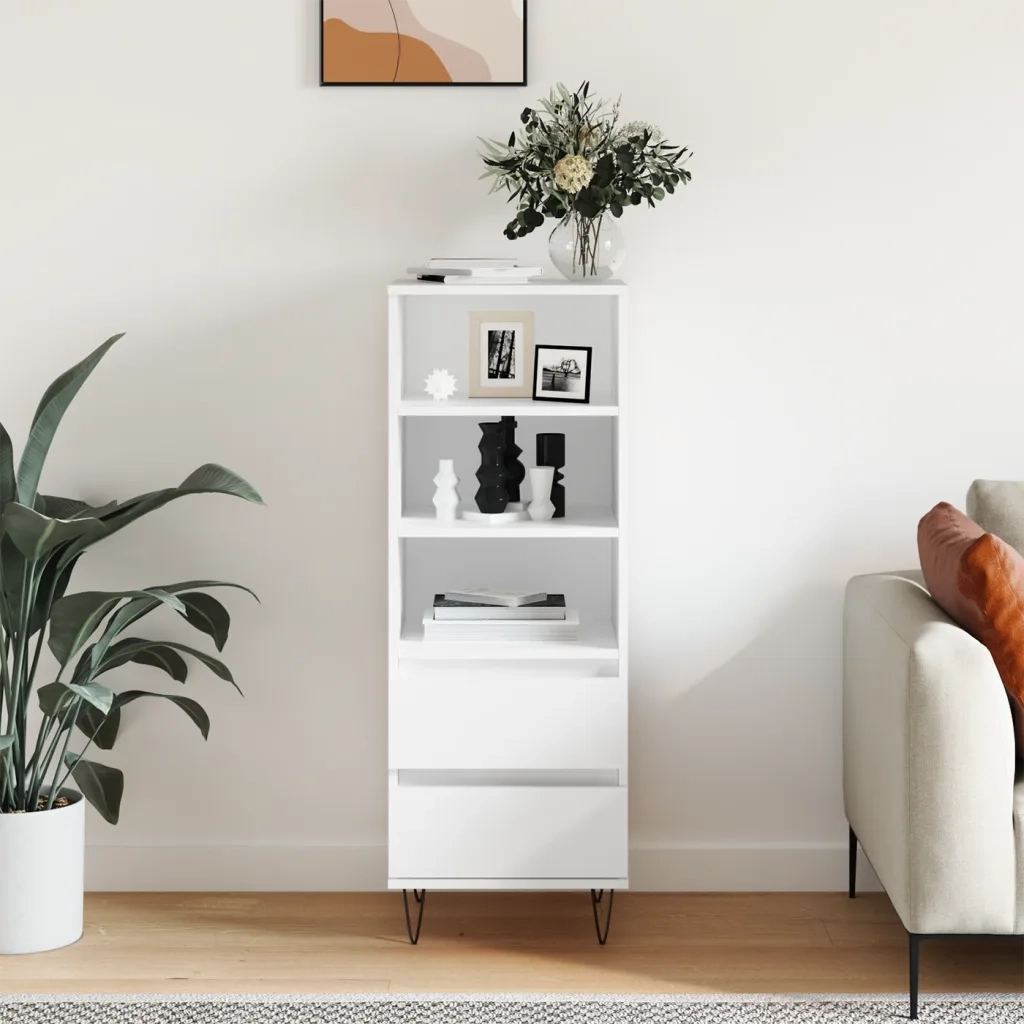 Credenza | Madia | Buffet da pranzo | Armadio da pranzo Bianco 40x36x110 cm in Legno Multistrato