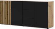 MOBILE COMO' CASSETTIERA CREDENZA AURIS 180x42x82cm ROVERE NERO OPACO
