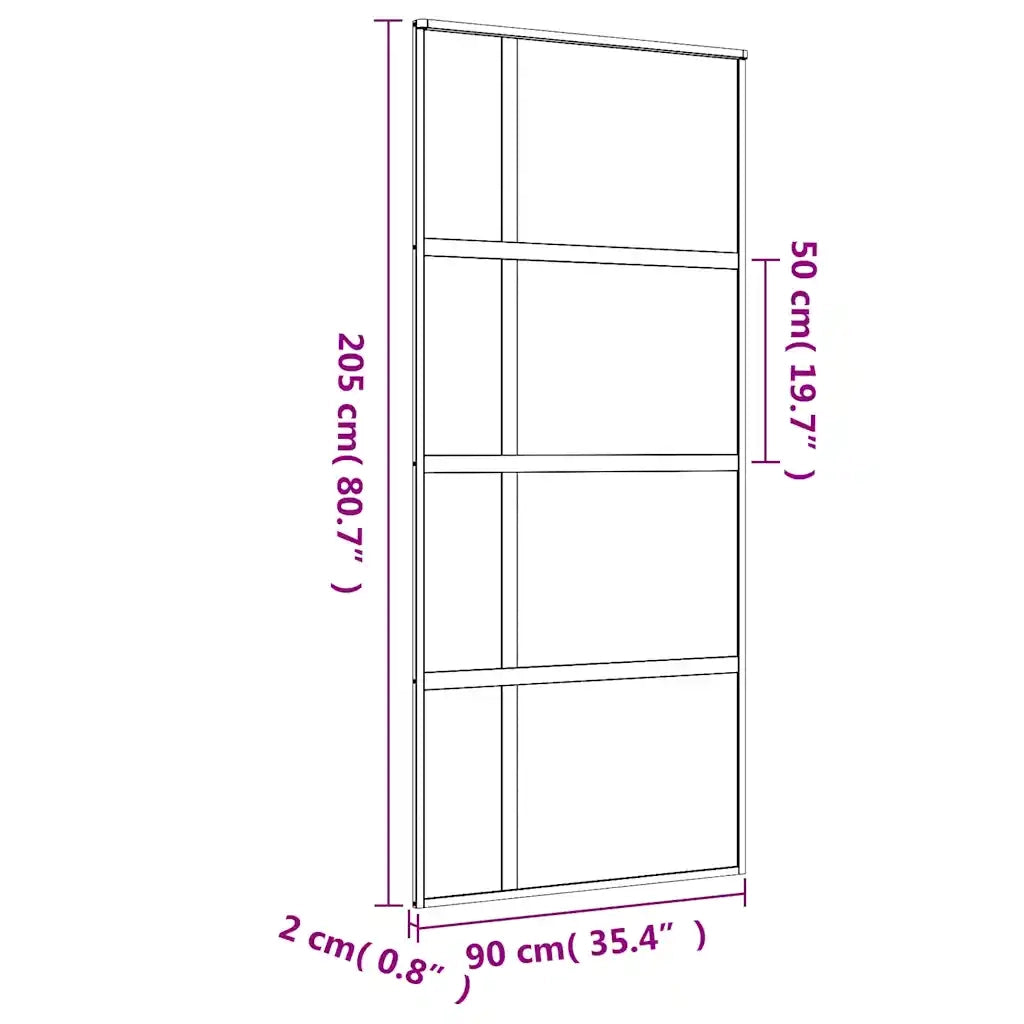 Porta Scorrevole Dorata 90x205 Vetro Trasparente ESG Alluminio 155191