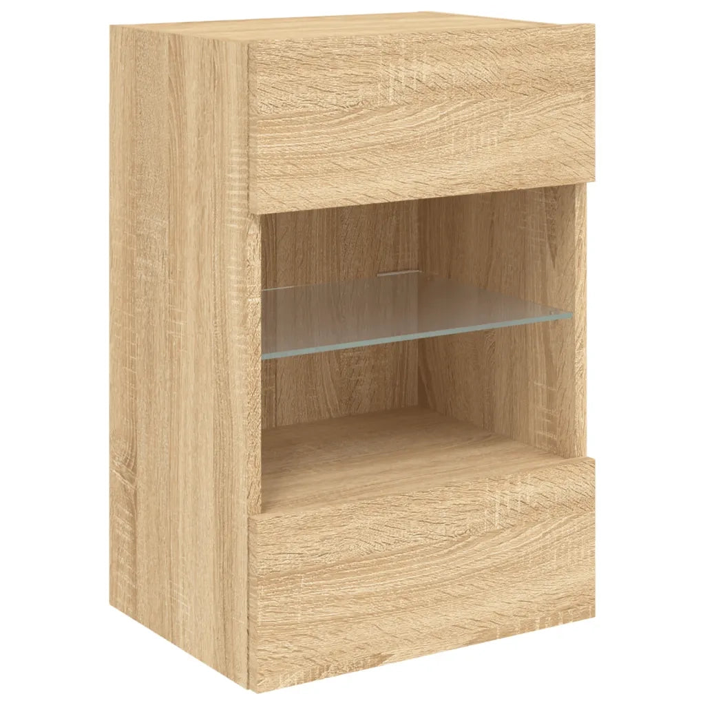 Mobile TV a Parete con Luci LED Rovere Sonoma 40x30x60,5 cmcod mxl 110111