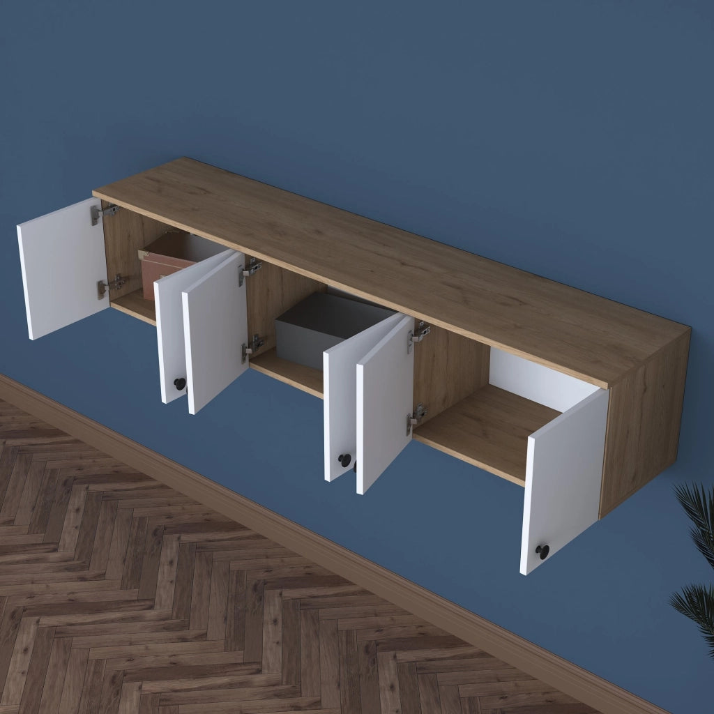 Jelsi, Mobile Pensile 6 Ante, 180x44h cm Marrone Rovere