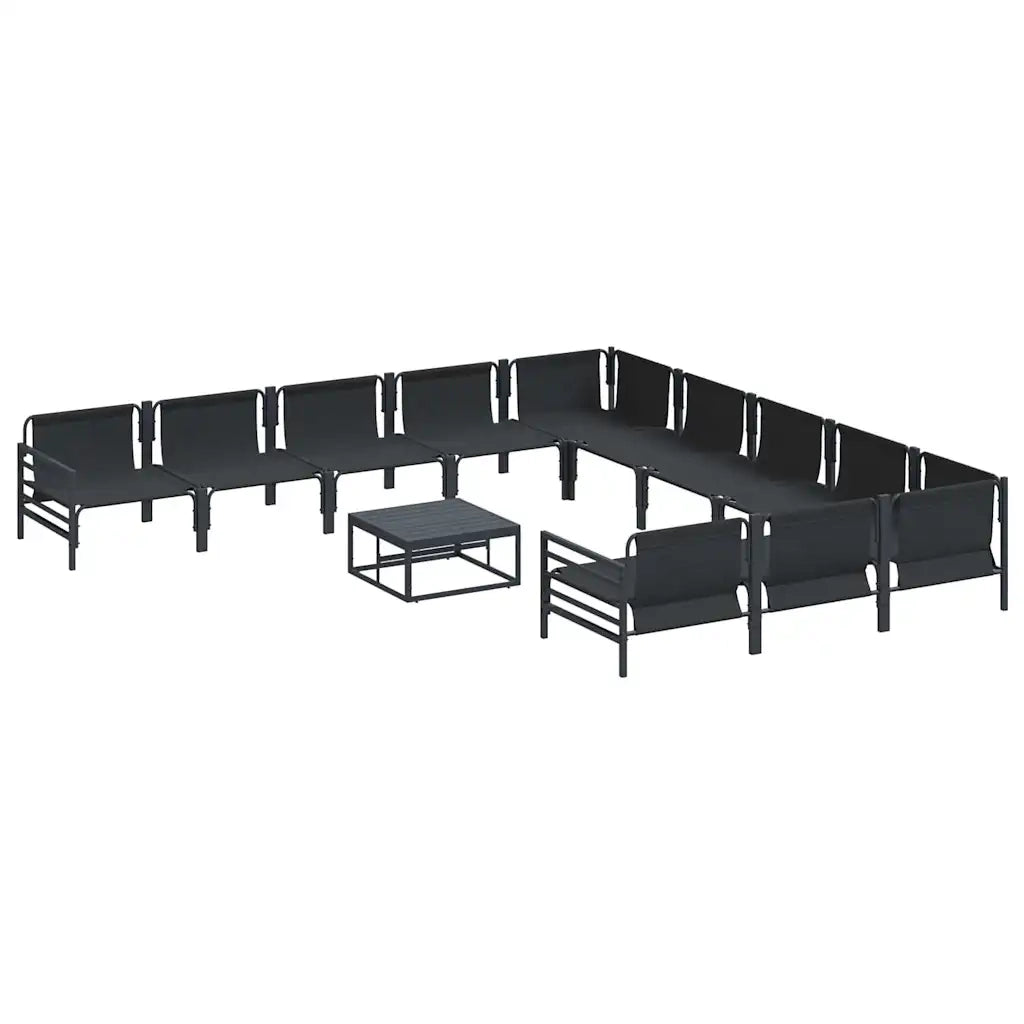 Set Divano da Giardino con cuscino 12 pcs Nero Acciaio 3379025