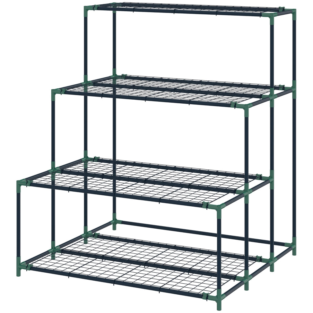 Scaffale Porta Piante a 4 Livelli in Acciaio, 94x84x110 cm, Verde Scuro