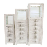 Set di 3 lanterne in Acciaio Vetro cm 18x18x51 - OBERON