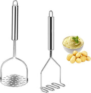 Stampatore a due parti per patate - Accessori da cucina - Stampatore - Adatto per lo stampaggio di verdure e patate - Acciaio inox - Argento
