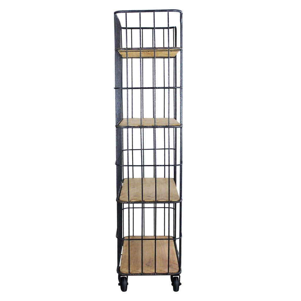 Scaffale Industrial con ruote in Legno Metallo cm 77x40x168 - BRAXTON