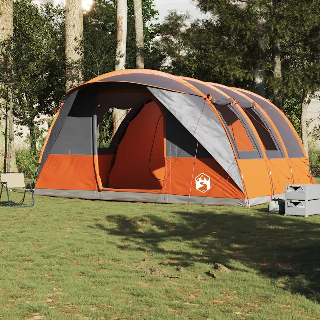 Tenda da Campeggio a Tunnel per 5 Persone-Tenda per Escursionismo Grigio e Arancione 521028