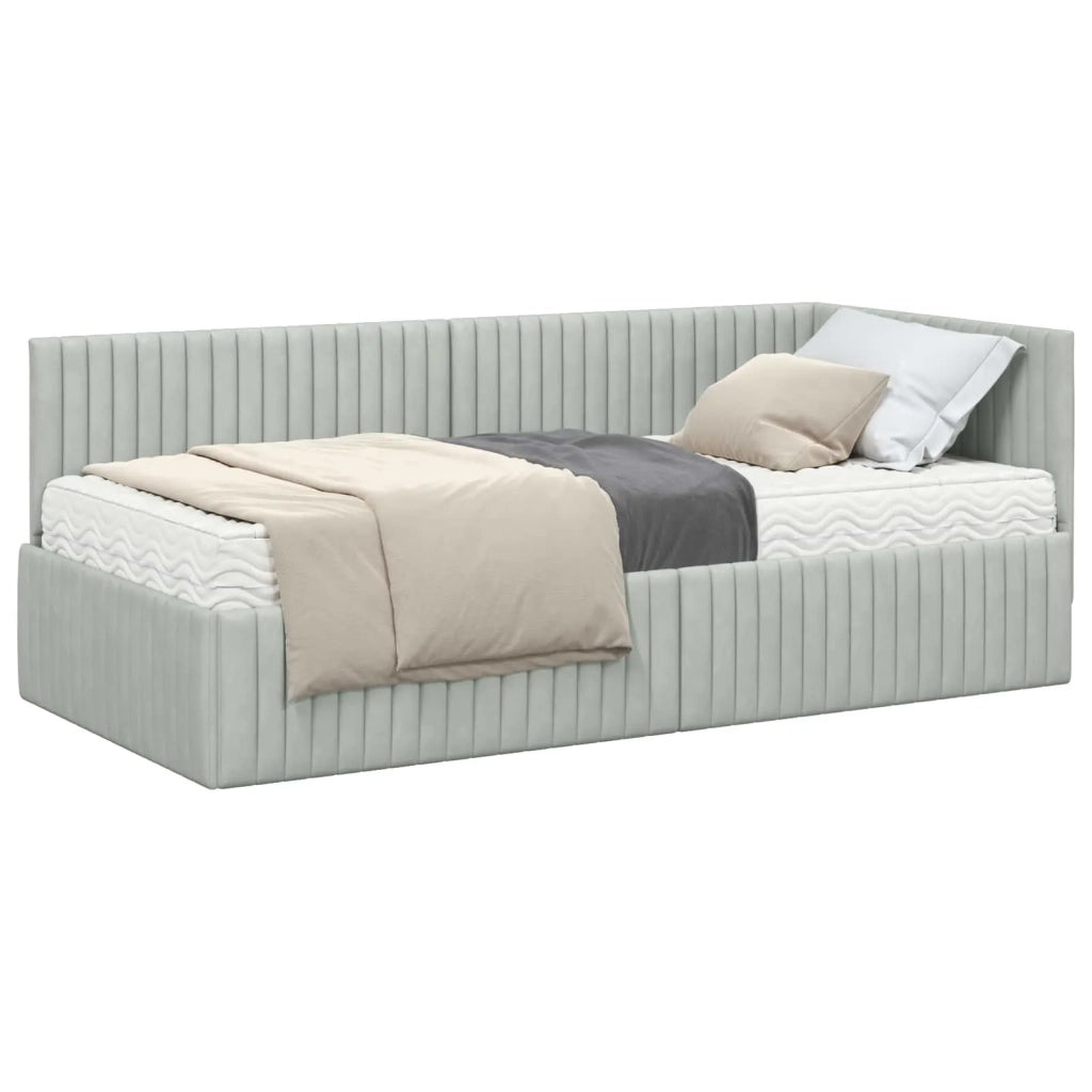 Struttura Letto Angolare con Materasso 2 pcs Grigio chiaro