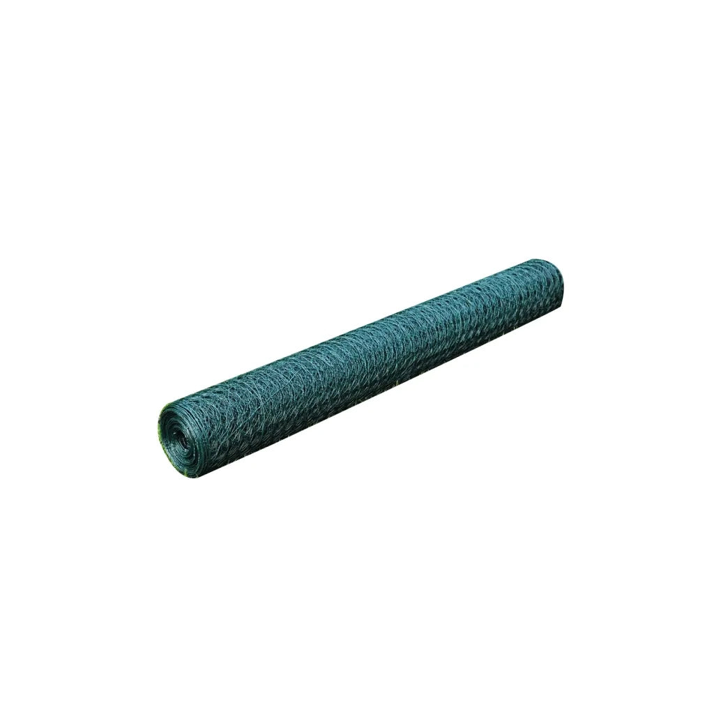Recinzione in Rete per Pollaio Rivestita in PVC 25x0,5 m Verde 140405