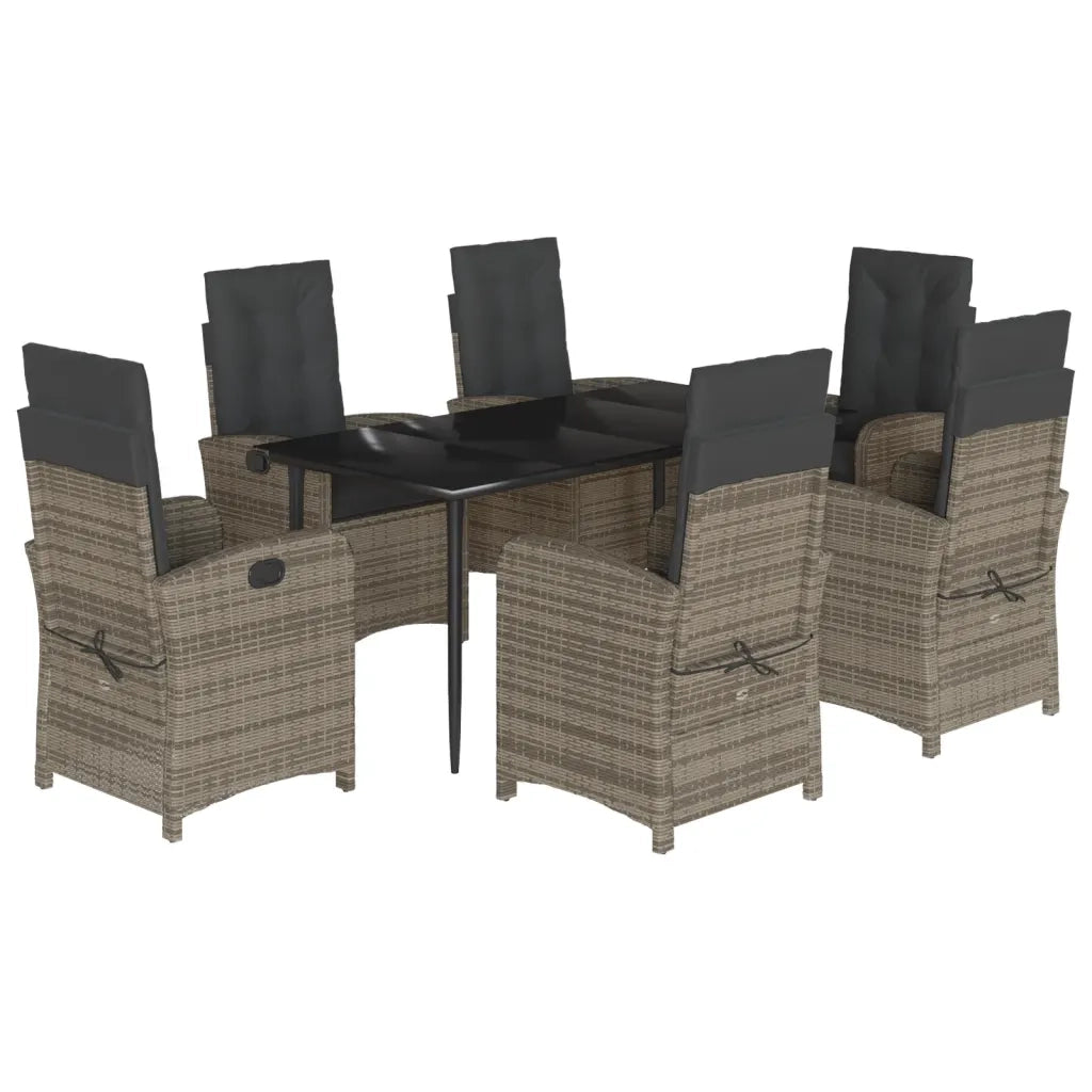 Set da Pranzo da Giardino 7 pz con Cuscini in Polyrattan Grigio 3212356