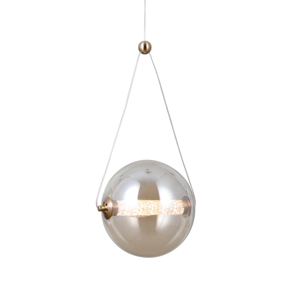 Sospensione Italux Rastia sfera ambra vetro LED 9W 3000K