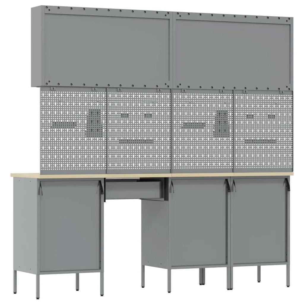 Mobile da lavoro 10 pcs Nero Legno ingegnerizzato e acciaio 3321476