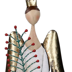 Angelo metallo con albero bianco cm 32,4x12,1xh72,4