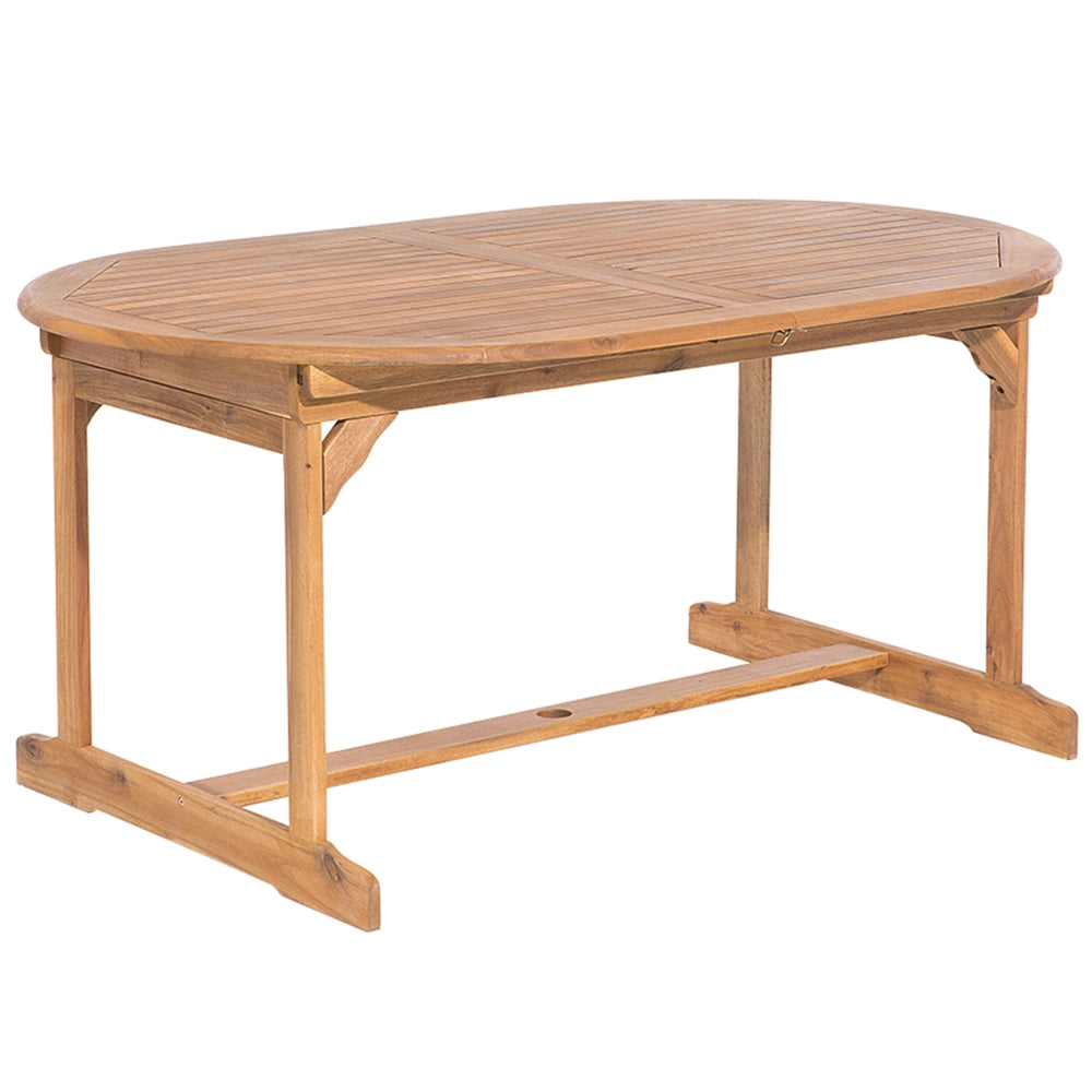 Set da pranzo per esterni in legno di acacia chiaro tavolo da 6 posti con ombrellone sedie pieghevoli design rustico