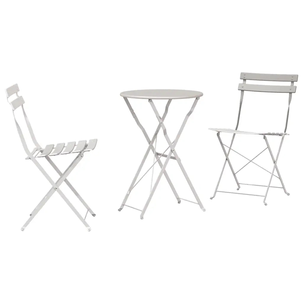 Set Bistro Pieghevole 3 pz | Set Salotto da Giardino Beige Acciaio