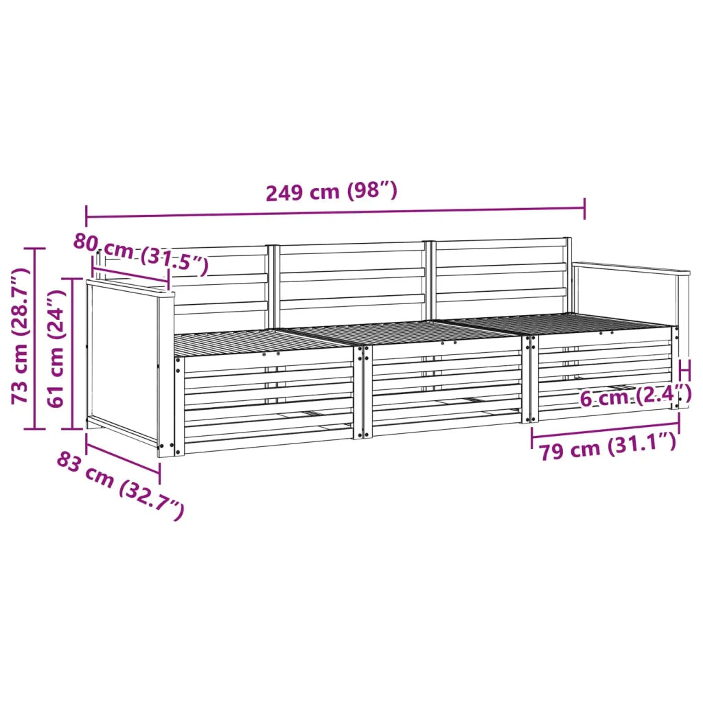 Set di divani da esterno 3 pz Naturale Legno di Acacia Massello 3382962
