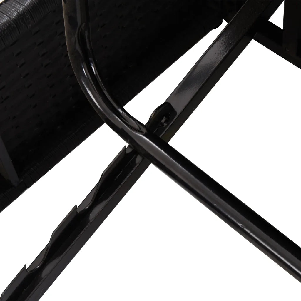 Lettino Prendisole Reclinabile con Cuscini in Polyrattan Nero 317241