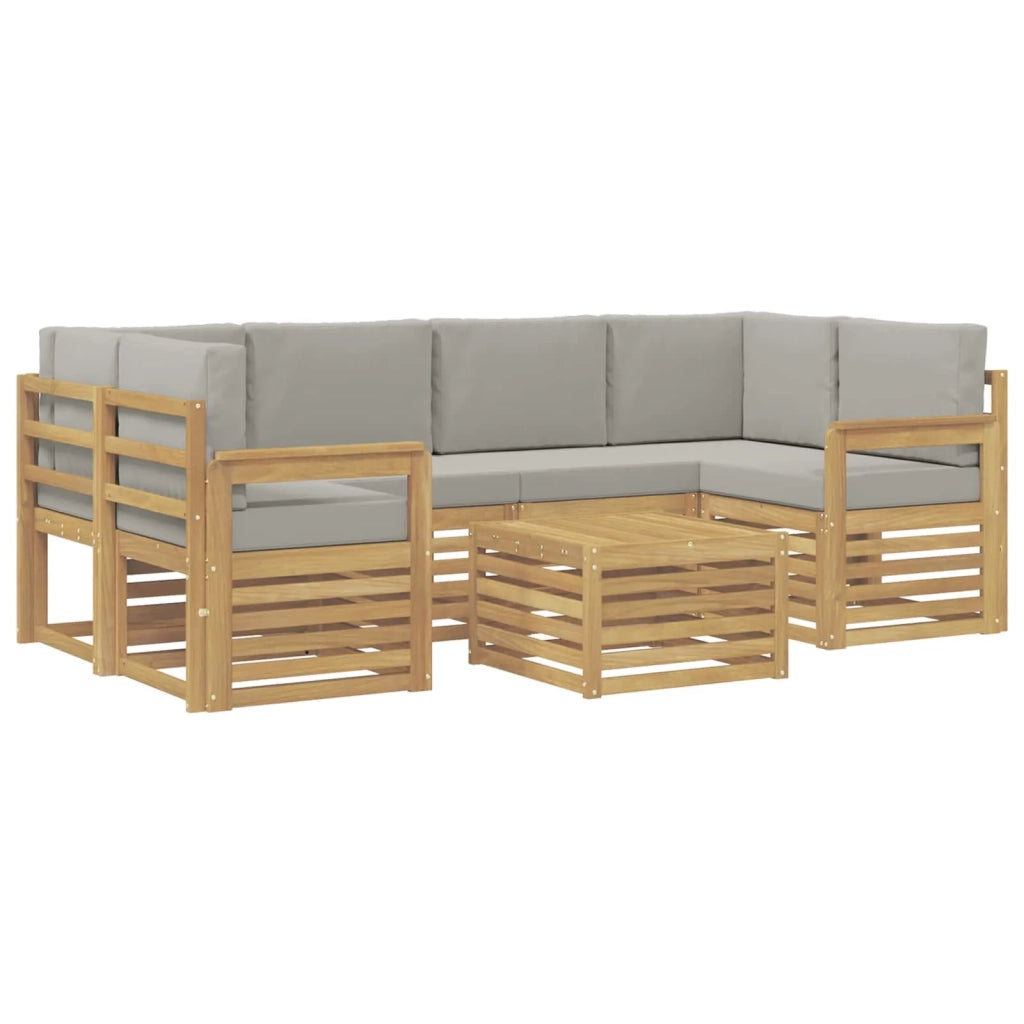 Set di divani da esterno 7 pcs Bianco e Grigio Chiaro