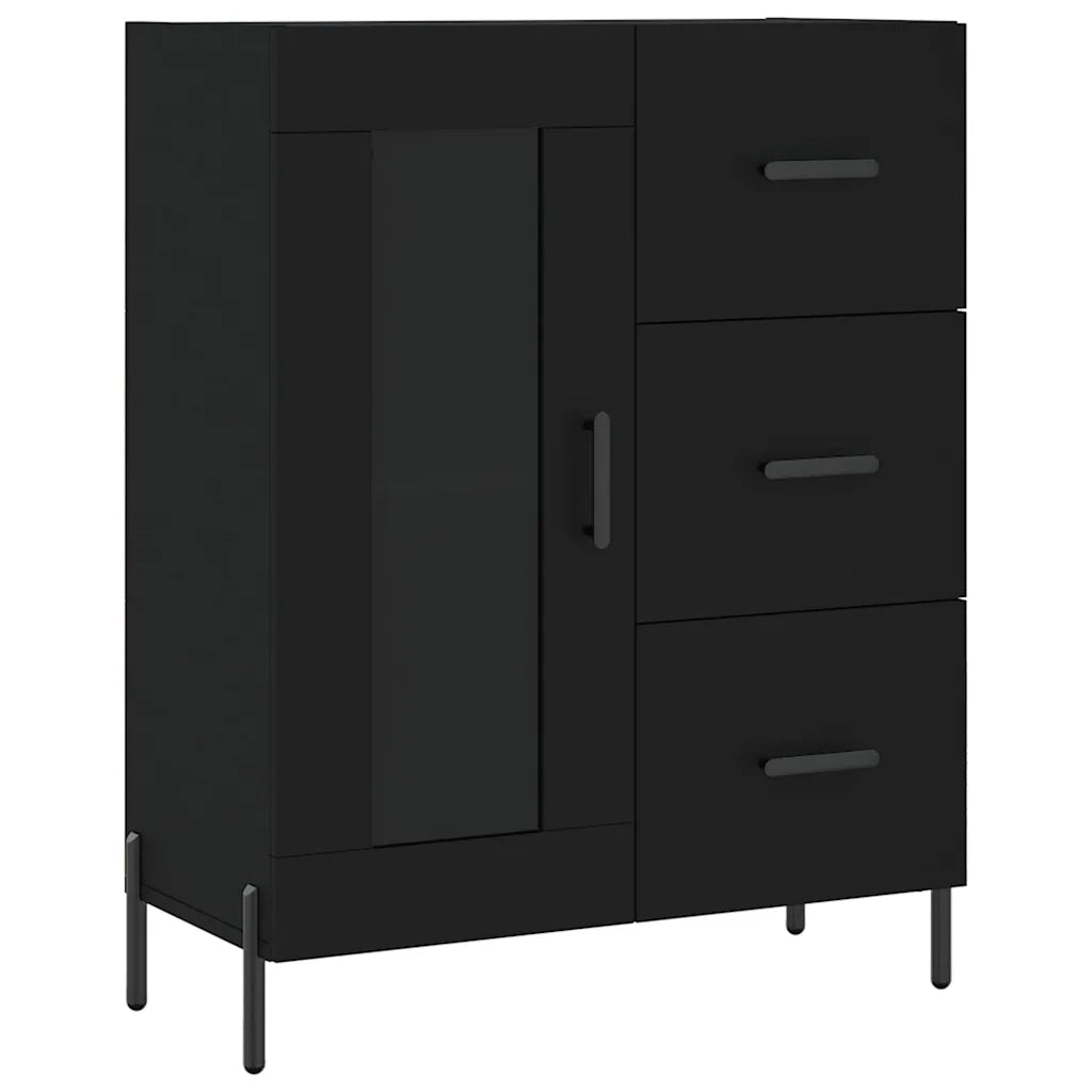 Credenza | Madia | Buffet da pranzo | Armadio da pranzo Nera 69,5x34x90 cm in Legno Multistrato