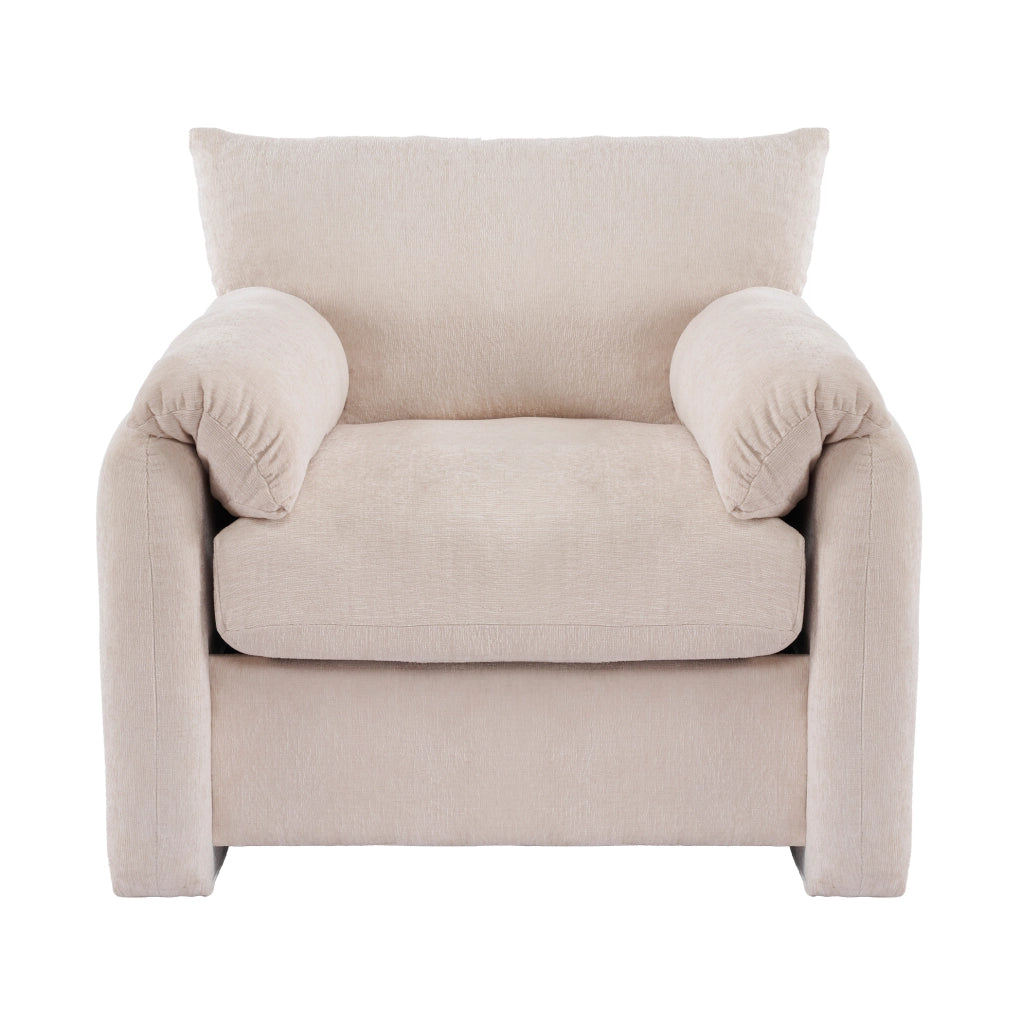 Poltrona 96x82x84 cm con seduta imbottita in chenille beige