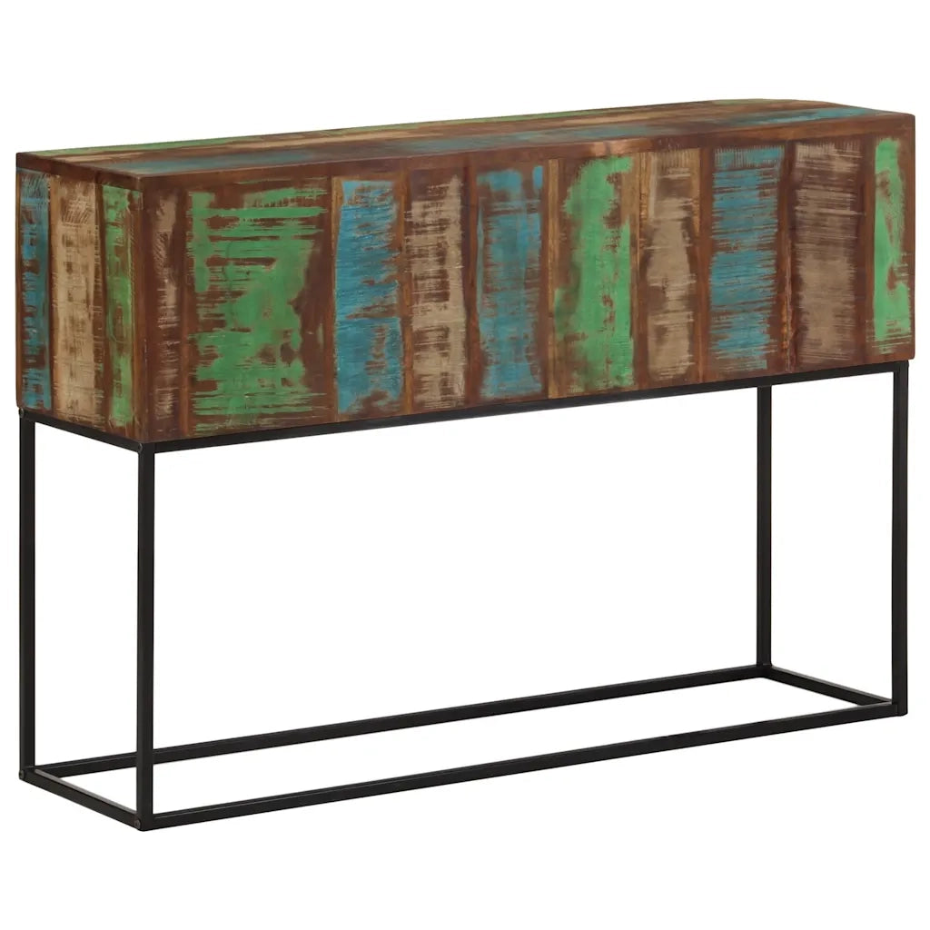 Tavolo Consolle 110x30x75cm Legno Massello di Recupero e Ferro 376068