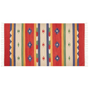 Tappeto kilim in cotone rosso beige con nappe 80 x 150 cm soggiorno camera da letto