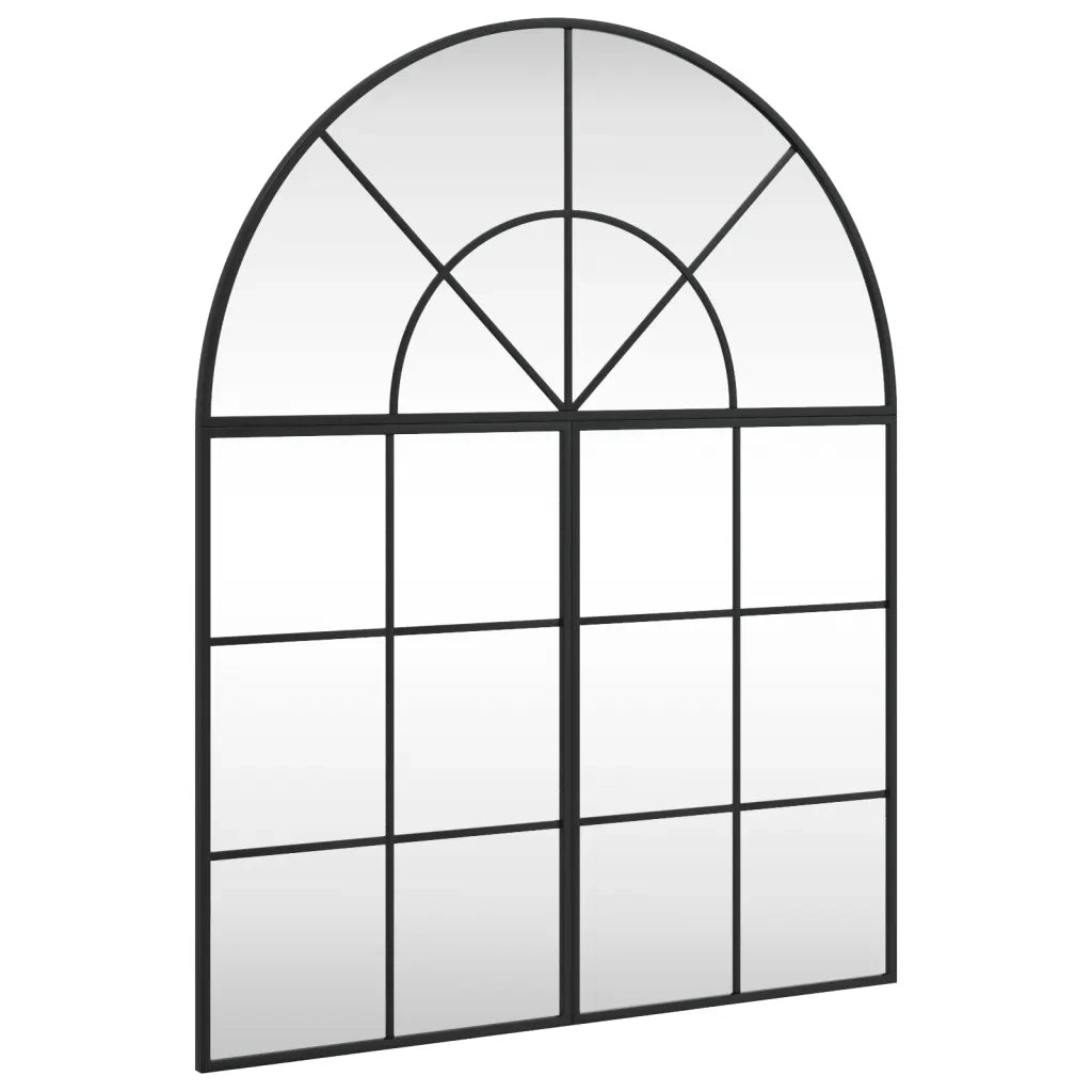 Specchio da Parete-Specchio a Muro-Specchio Decorativo Nero 80x100 cm Arco in Ferro