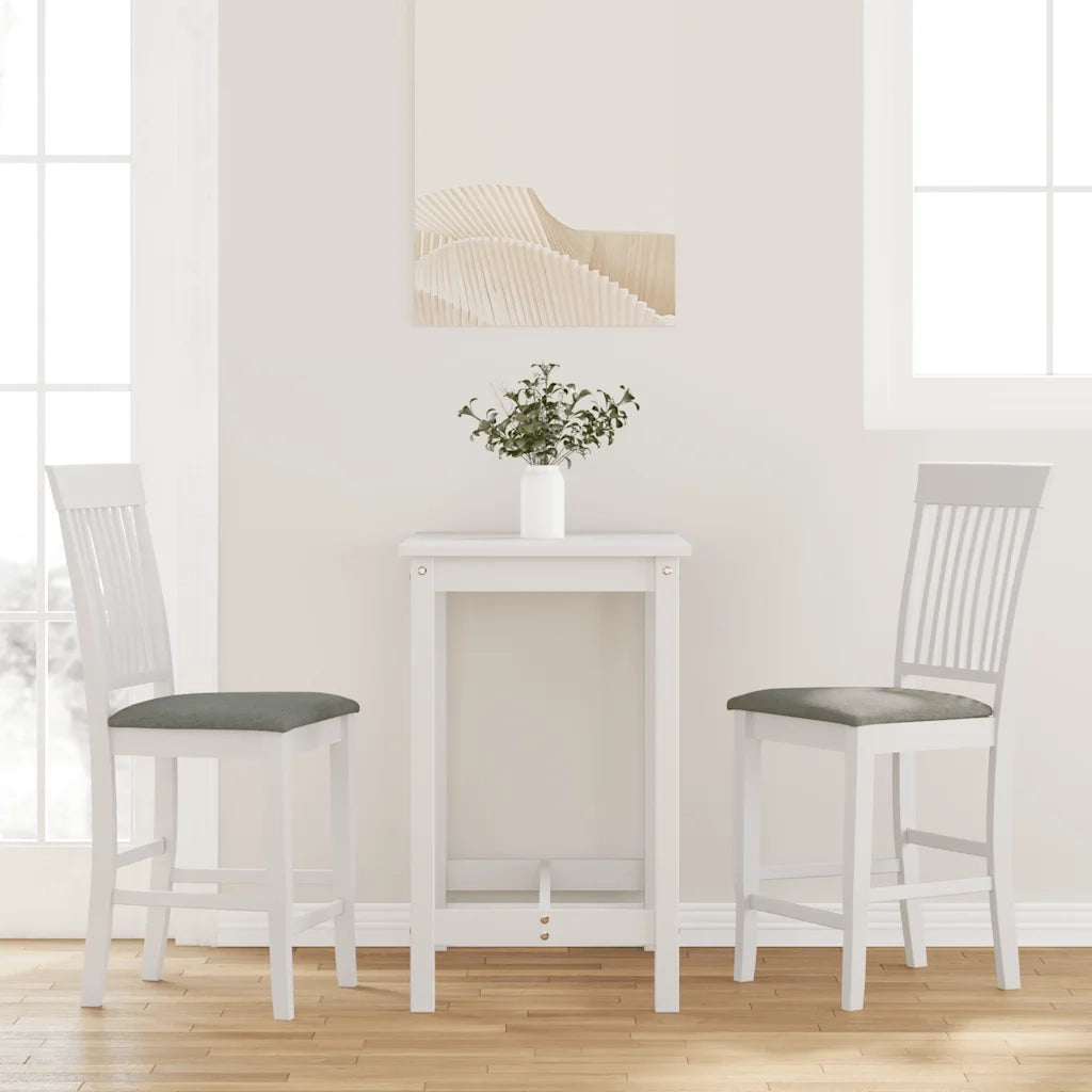 Sgabelli da Bar con Cuscini 2 pz Bianco Legno Massello di Hevea 4102572