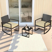 Set di Mobili da Balcone,Set Tavolino e Sedie da Giardino,Set di Mobili da Giardino in Rattan,2 Sedie da Esterno e 1 Tavolino,per Giardino Cortile Piscina (Beige)