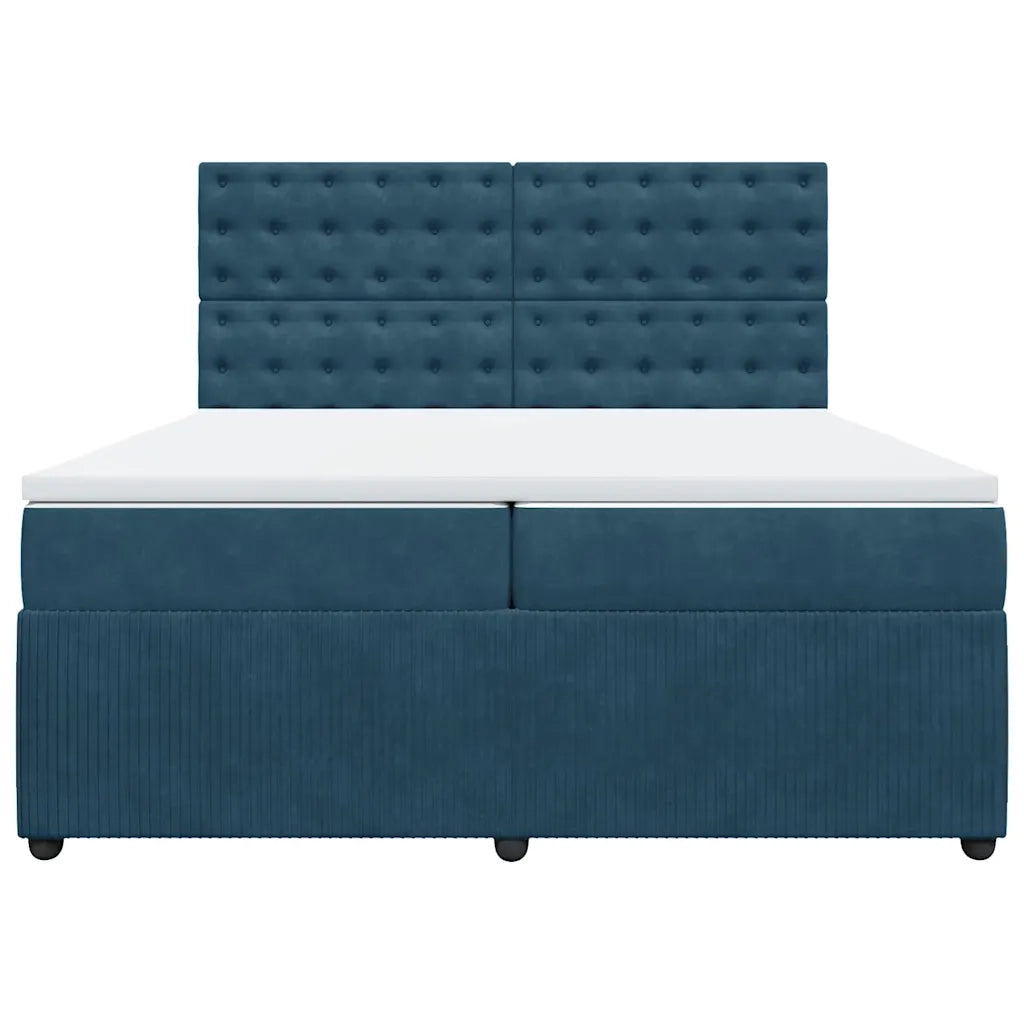 Giroletto a Molle con Materasso Blu 200x200 cm in Velluto