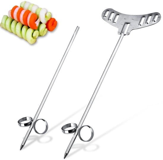 Spiralisatore manuale per verdure e frutta - Argento - Set di spirali per patate - Ideale per decorazioni e frittelle