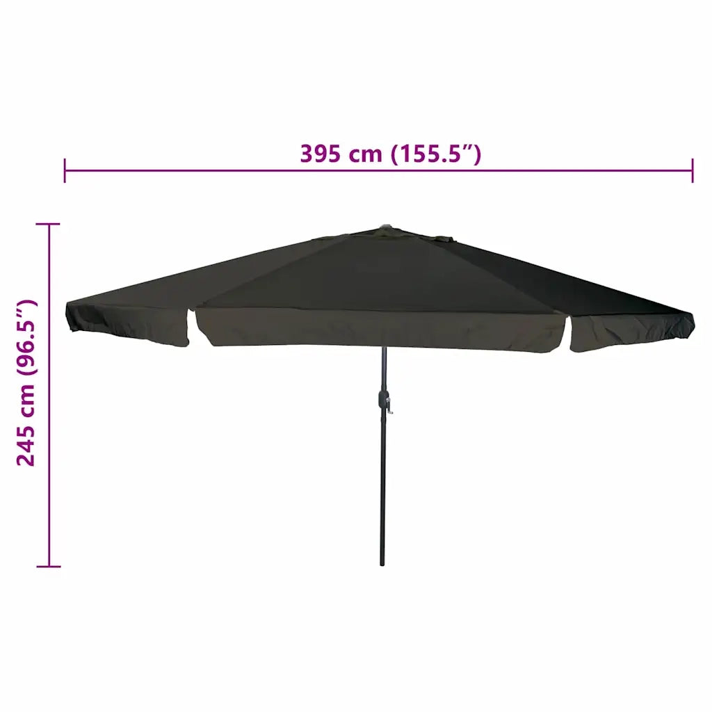 Ombrello da giardino-Ombrellone da spiaggia Nero 394 x 394 x 248 cm