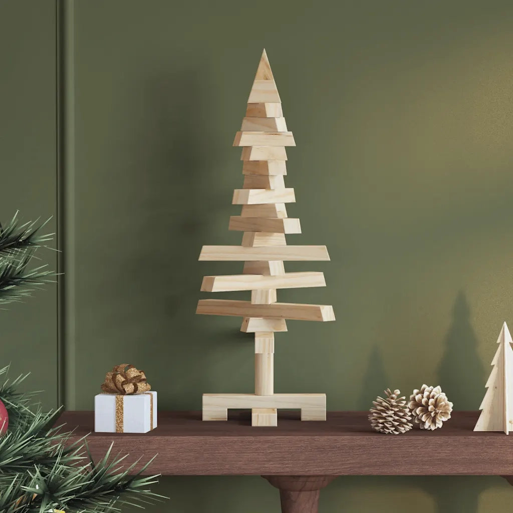 Albero di Natale | Decorazioni natalizie in legno naturale 60 cm Legno di pino massello
