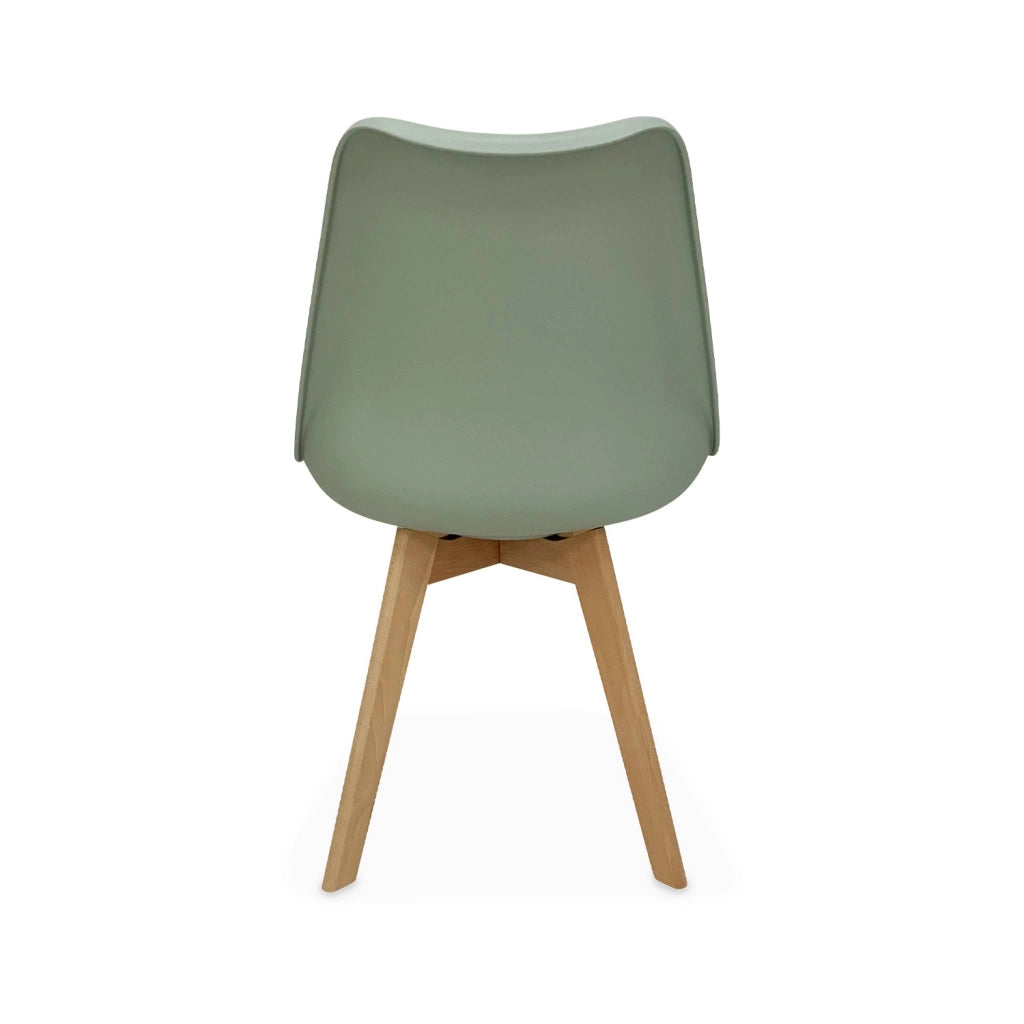Set 4 sedie scandinave imbottite con gambe in legno , verde celadon