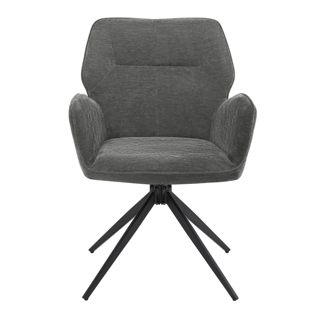 Set di 2 sedie girevoli 60x56x59 cm con braccioli e schienale avvolgente; chenille; grigio scuro