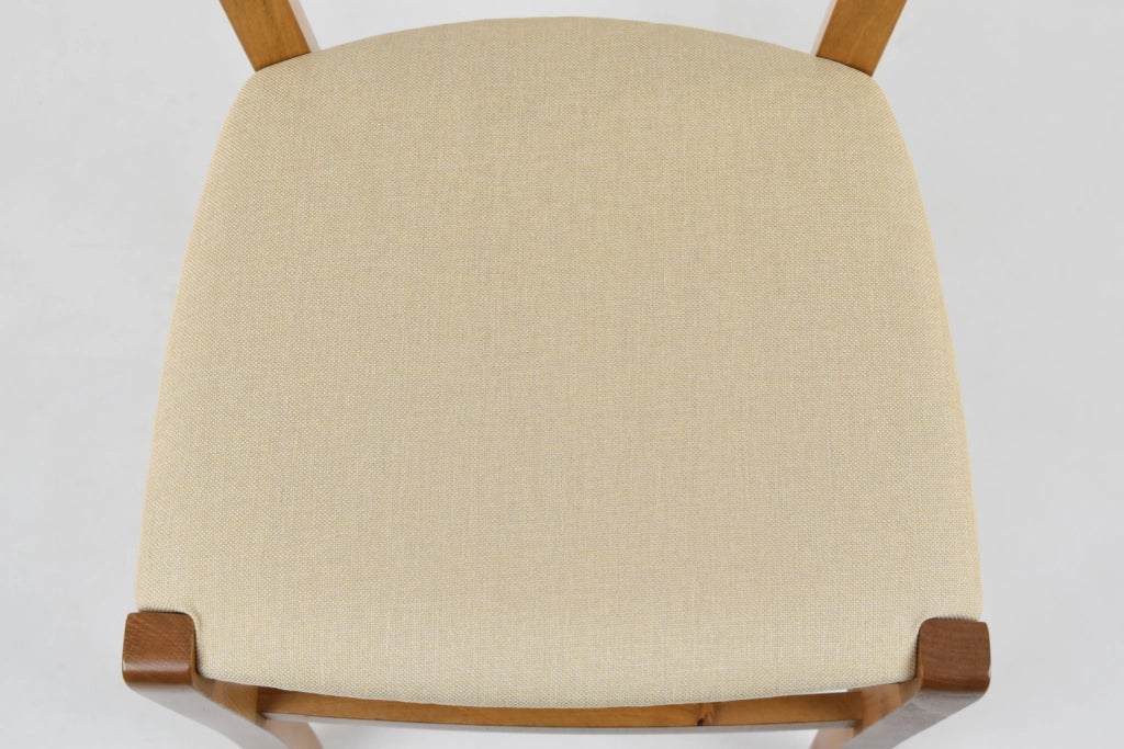 Sedia Venice Tommychairs, struttura in faggio verniciata in color rovere e seduta rivestita in tessuto canapa