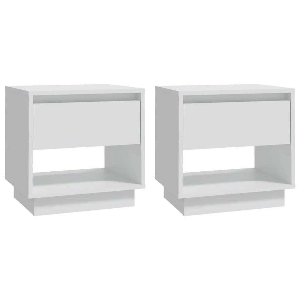 Set di 2 Comodini | Armadio da Notte | Mobiletto da notte Bianchi 45x34x44 cm in Truciolato