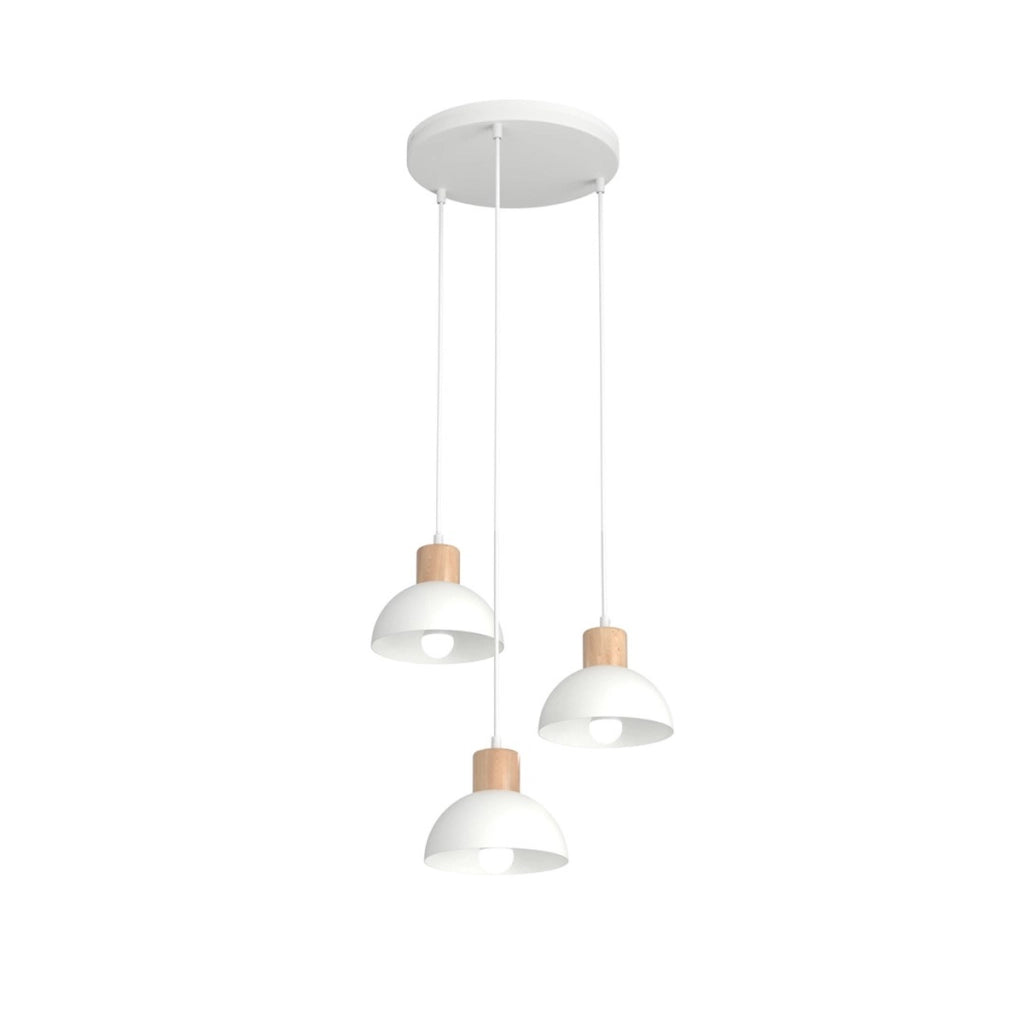 Lampada a sospensione Seco in acciaio e legno naturale