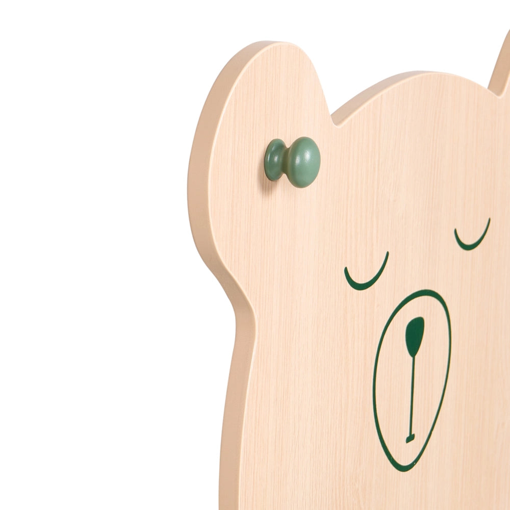 Libreria per bambini in MDF marrone chiaro/verde a forma di orsetto a 3 ripiani per giocattoli e libri