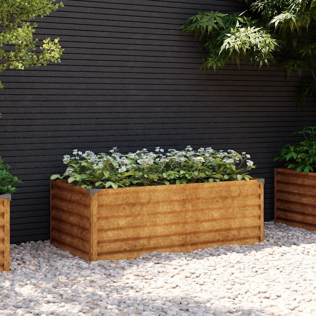 Letto Rialzato da Giardino 100x50x36 cm in Acciaio Corten 151975
